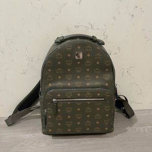 MCM Medium Stark Backpack Dark Green Designer Bag